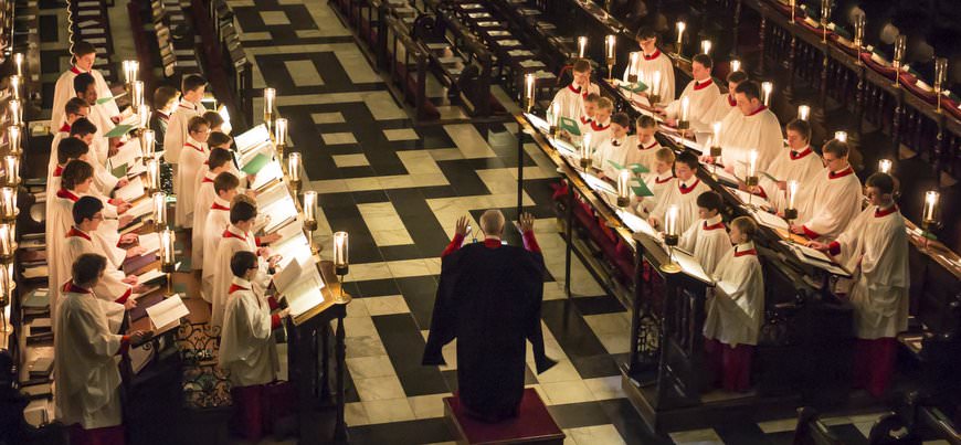 The choir rehearsing at King's College, Cambridge, used with kind permission